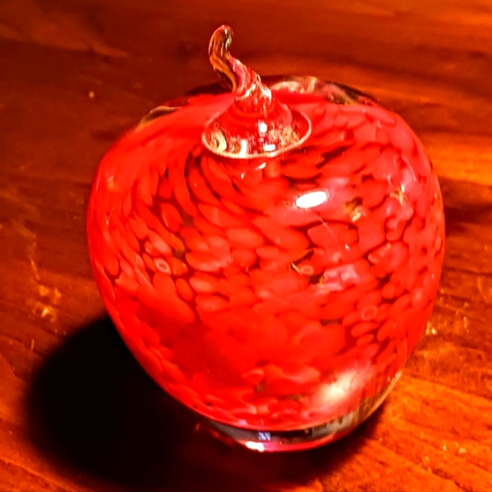 Fenton Vibrant Red Glass Apple or paperweight